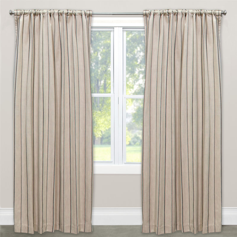 Skyline Furniture Unlined Striped Room Darkening Rod Pocket Single